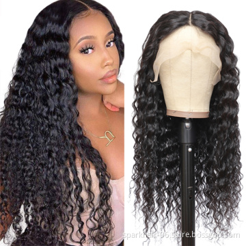 Hot Selling 150% 180% 200%Density Human Hair wig Water Wave Lace Front Indian Hair Natural Color Wigs with Kinky Curly Wave